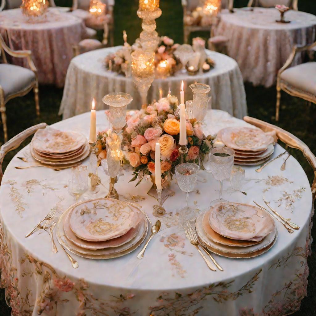 Весенний нарядный свадебный стол с ручными бокалами