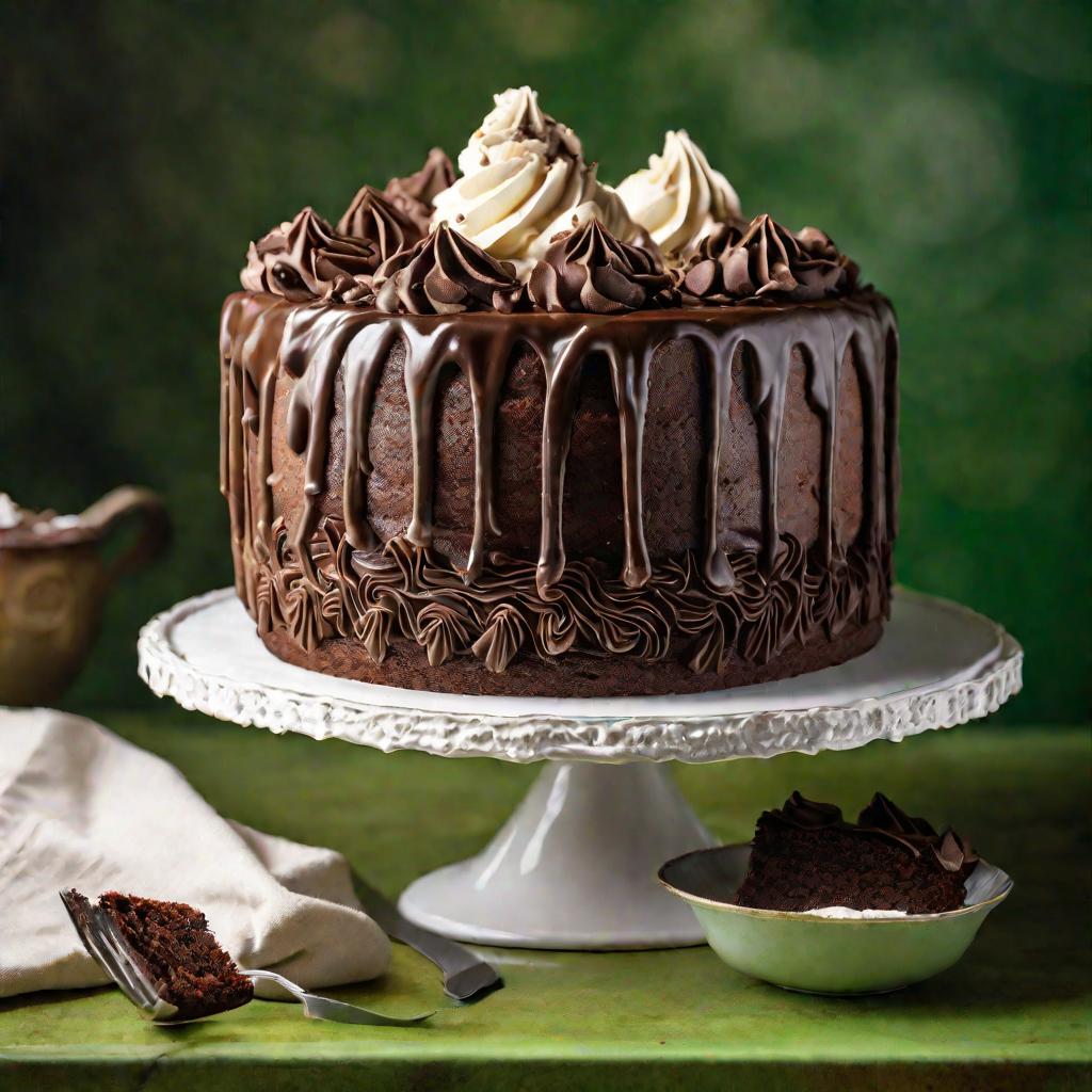 Великолепный шоколадный торт со сливочной отделкой