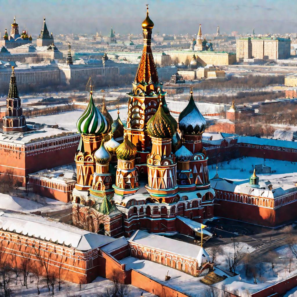 Зимний вид Кремля и Красной площади