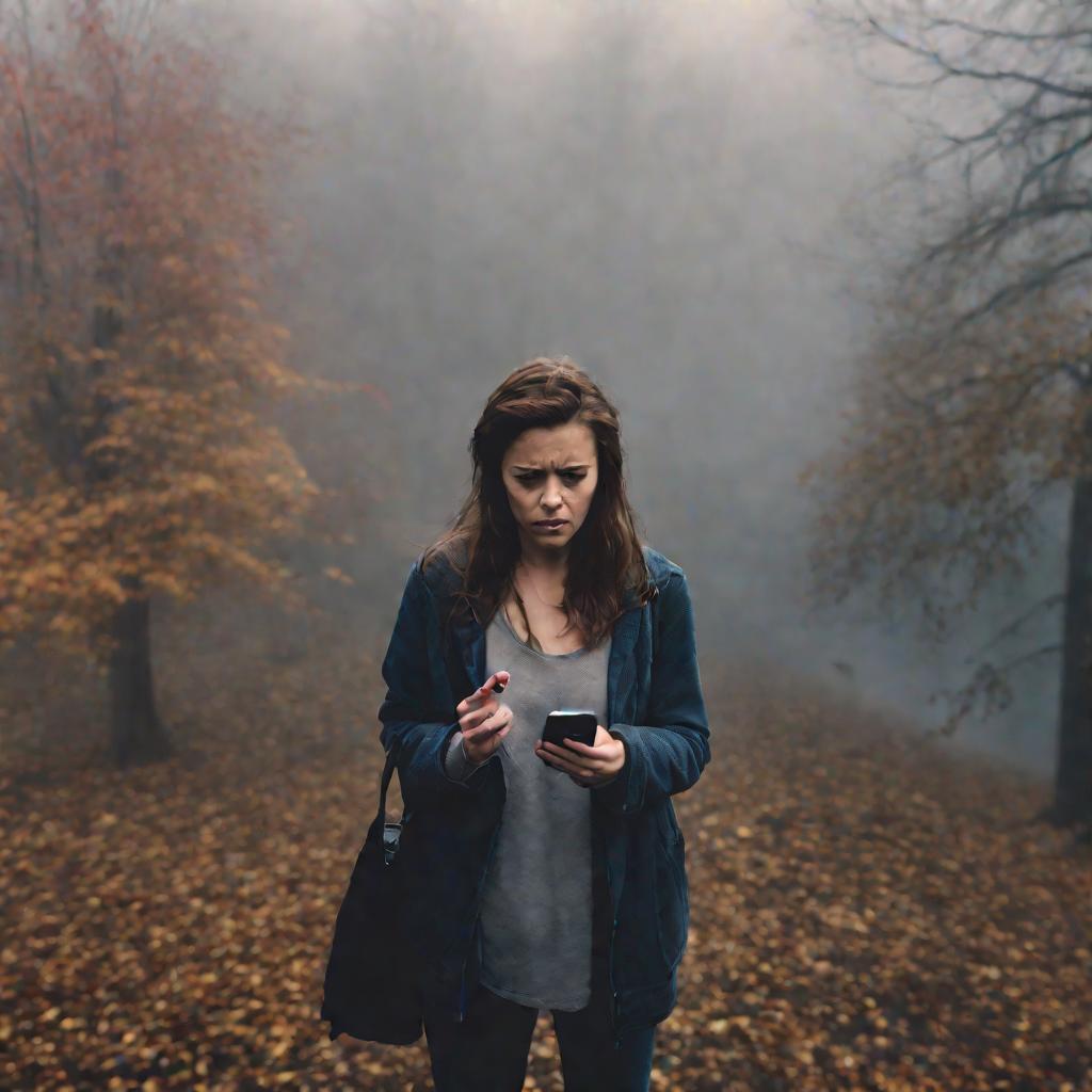 Женщина держит потерянный телефон с сим-картой