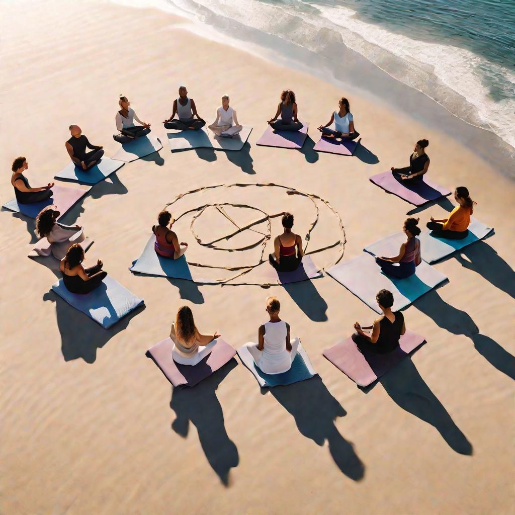 Групповая медитация на пляже