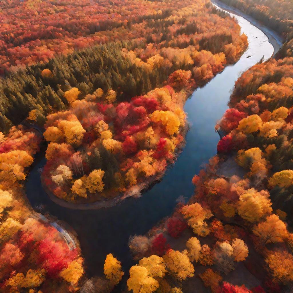Лес осенью с рекой