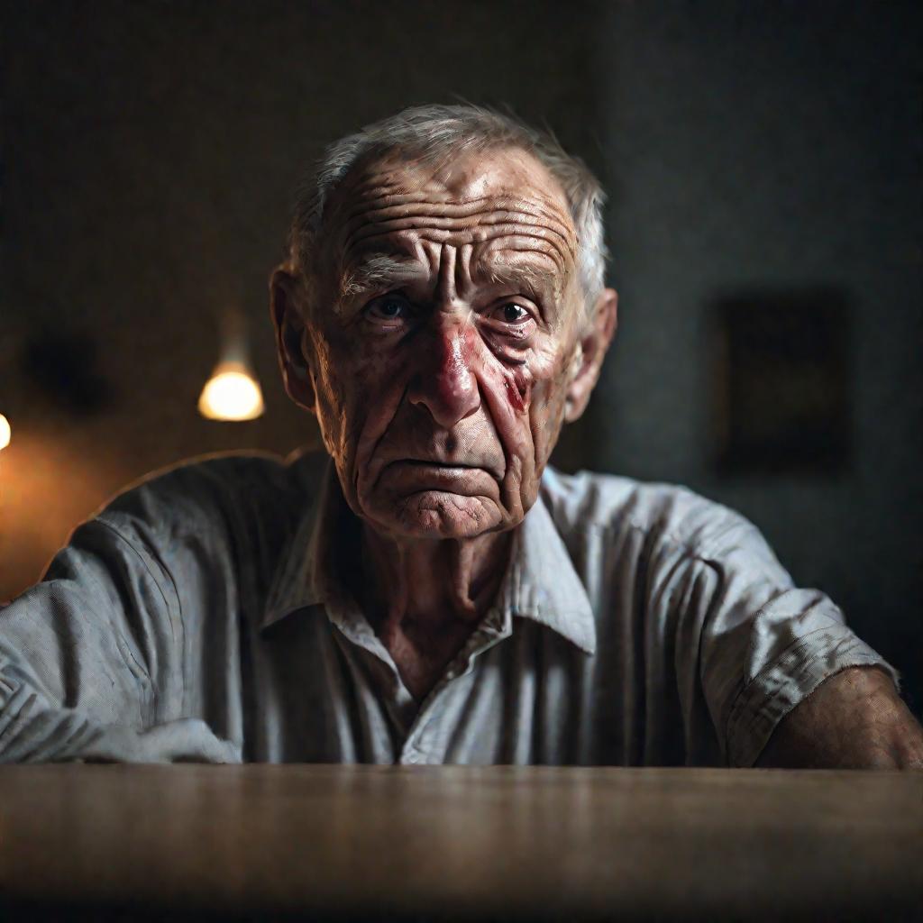 Портрет пожилого мужчины с признаками аллергии