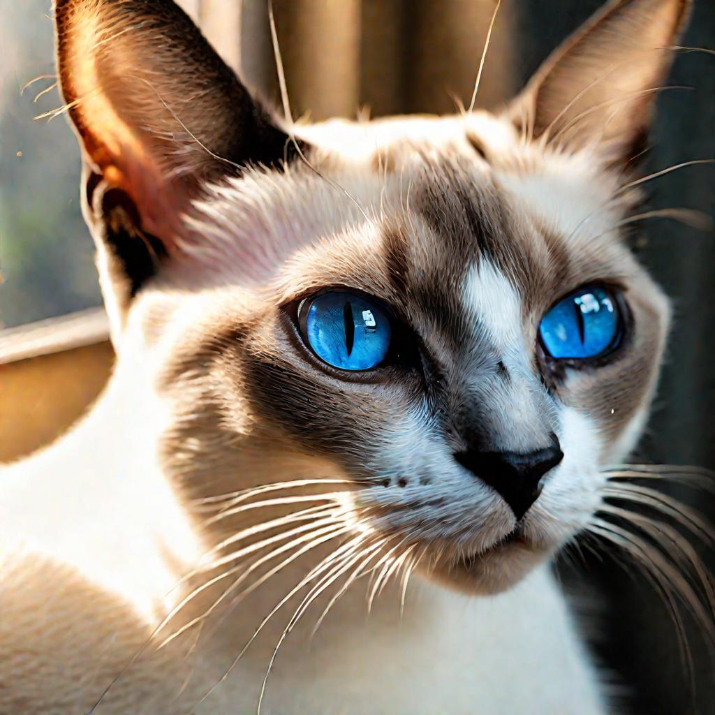 Близкий портрет кошки с гетерохромией
