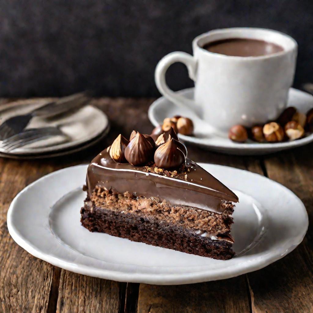 Шоколадный торт с орехами и кремом