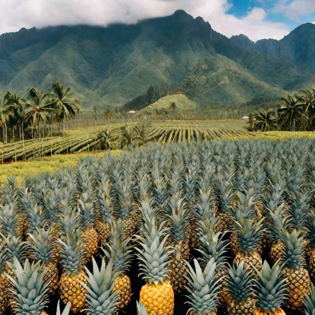 Плантация ананасов с воздуха в тропиках