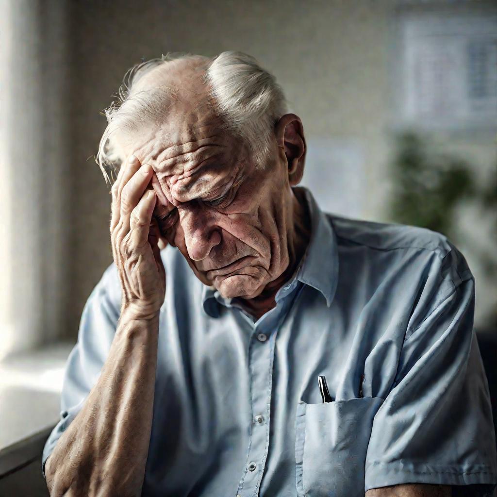 Пожилой мужчина с головной болью