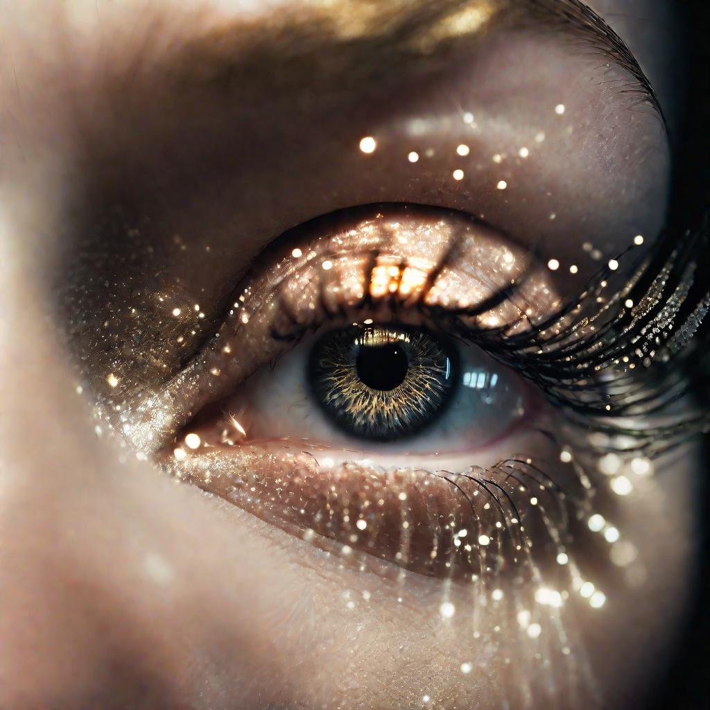 Глаз женщины из космоса с клещами