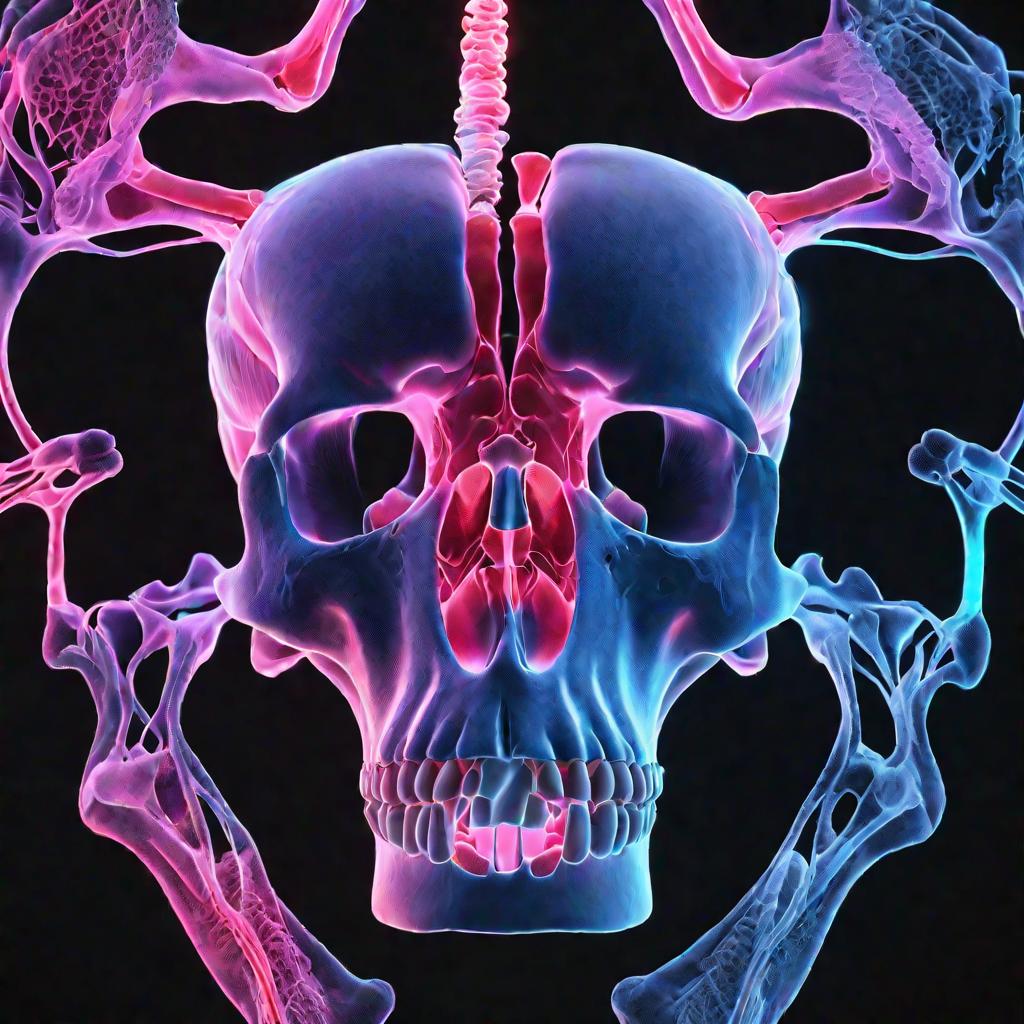 3D модель четырех парных пазух носа в черепе человека