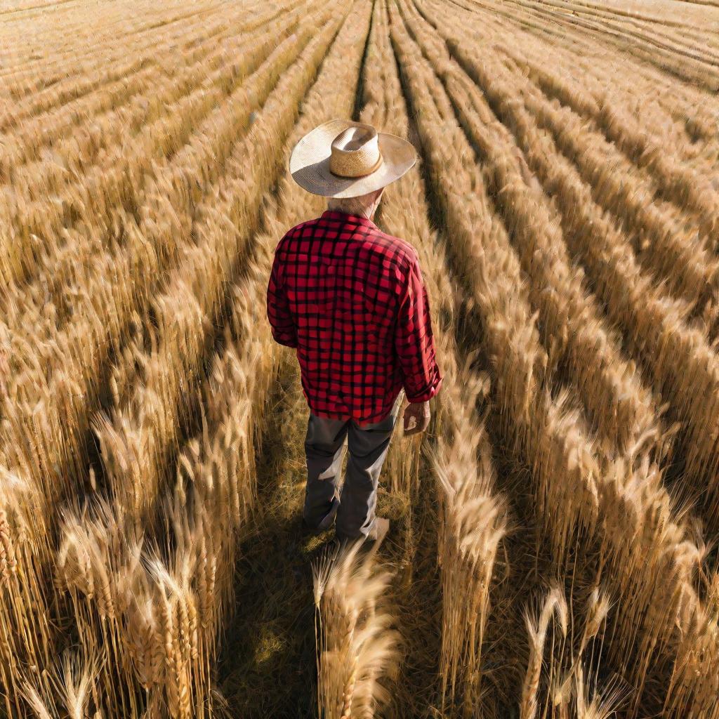 Фермер на пшеничном поле