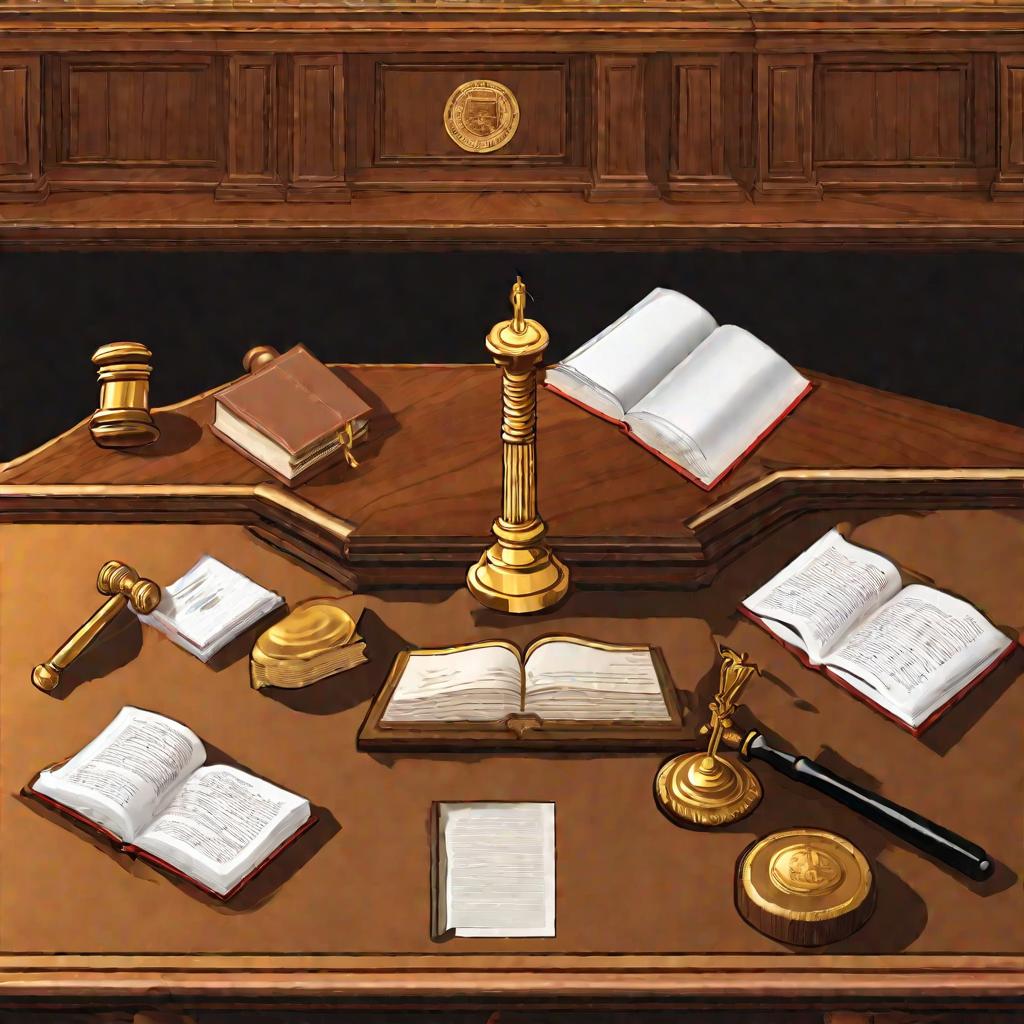 Стол судьи с символами власти