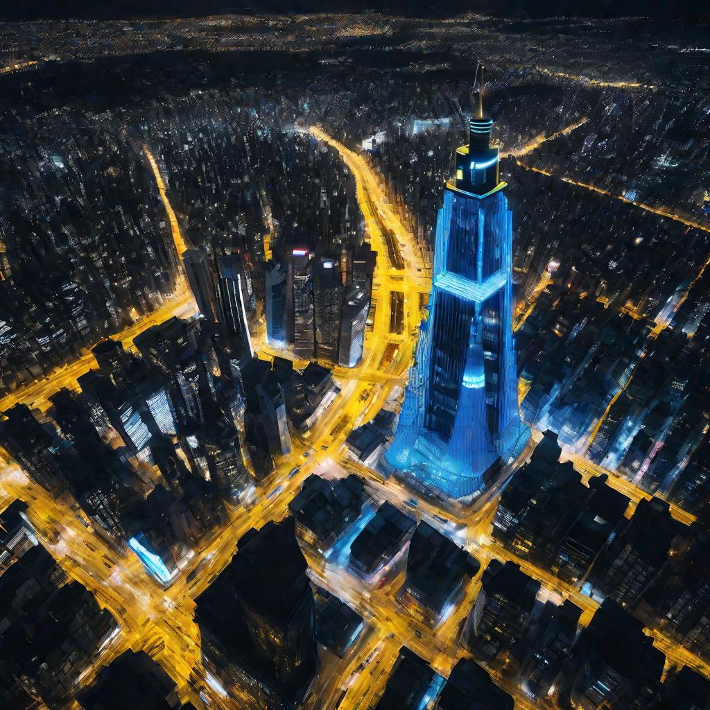 Ночной вид оживленного современного города