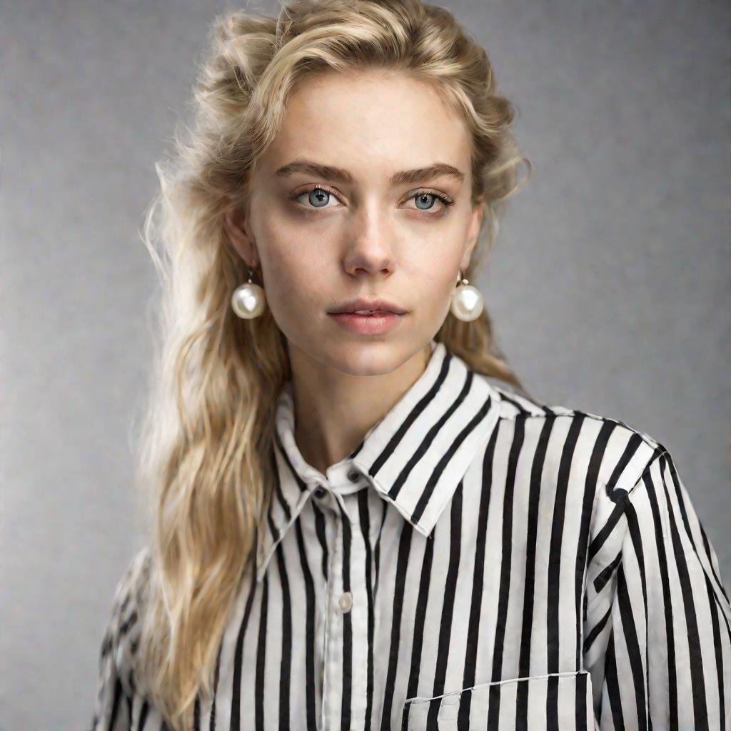 Портрет девушки в классической полосатой рубашке