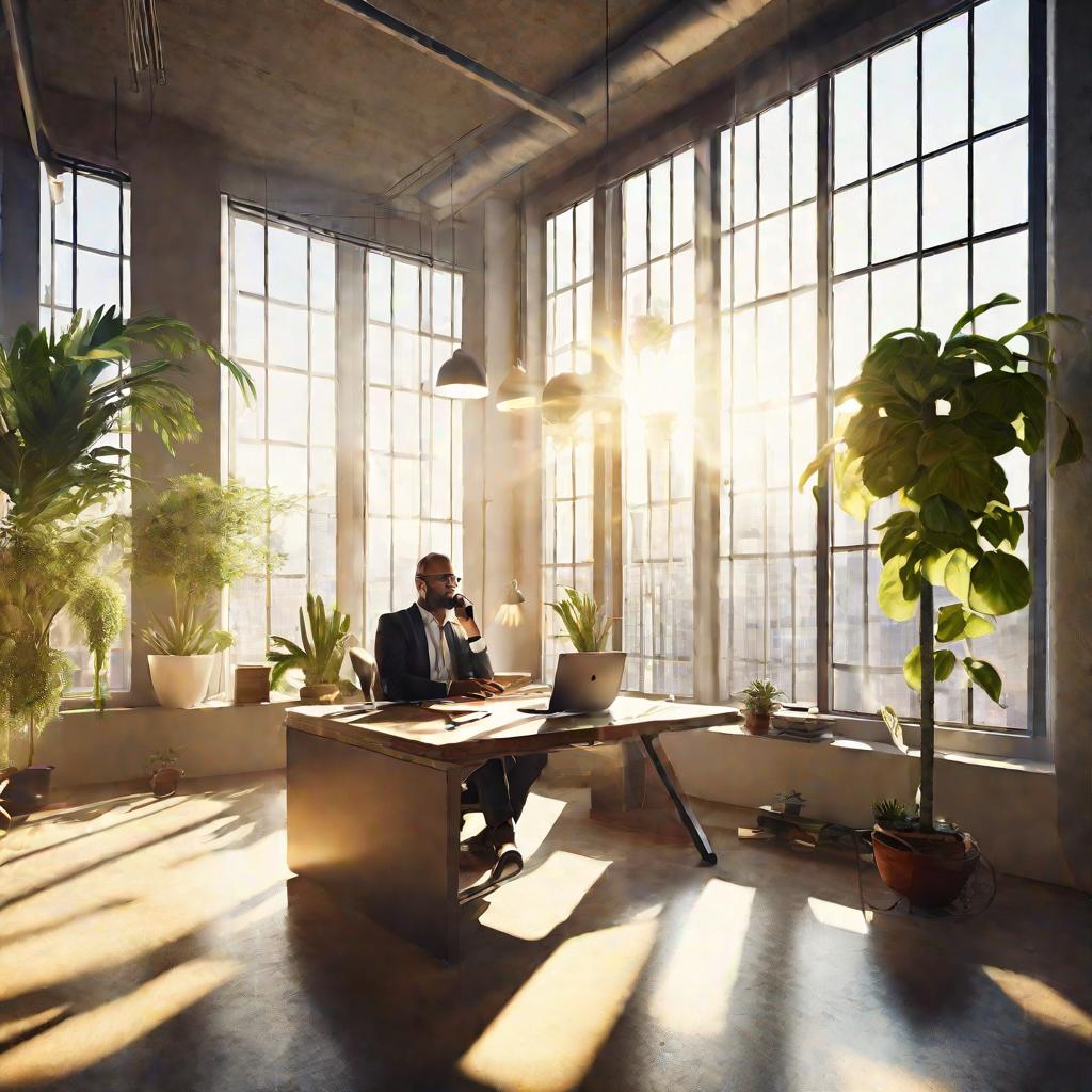 Офис в свете солнца