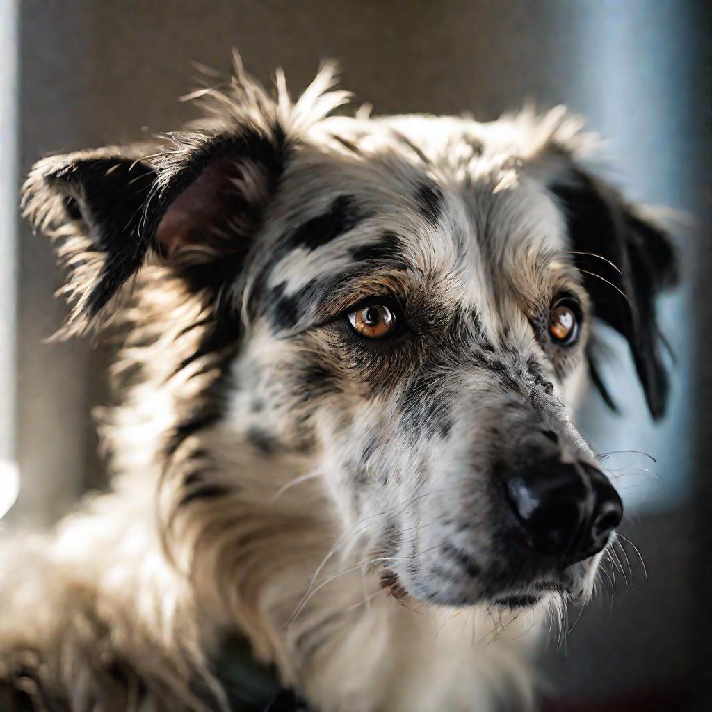 Портрет собаки с признаками демодекоза