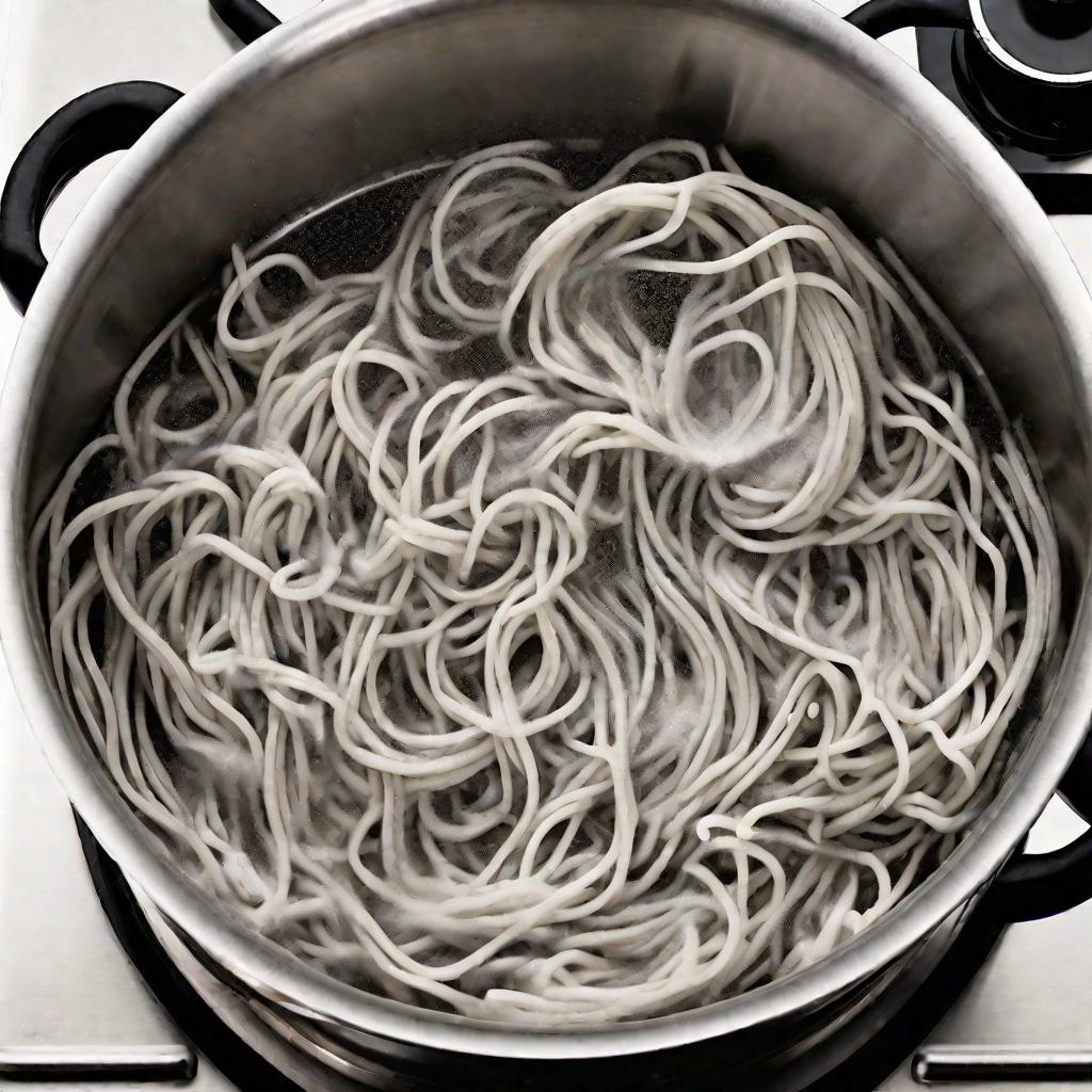 Спагетти варятся в кипящей воде