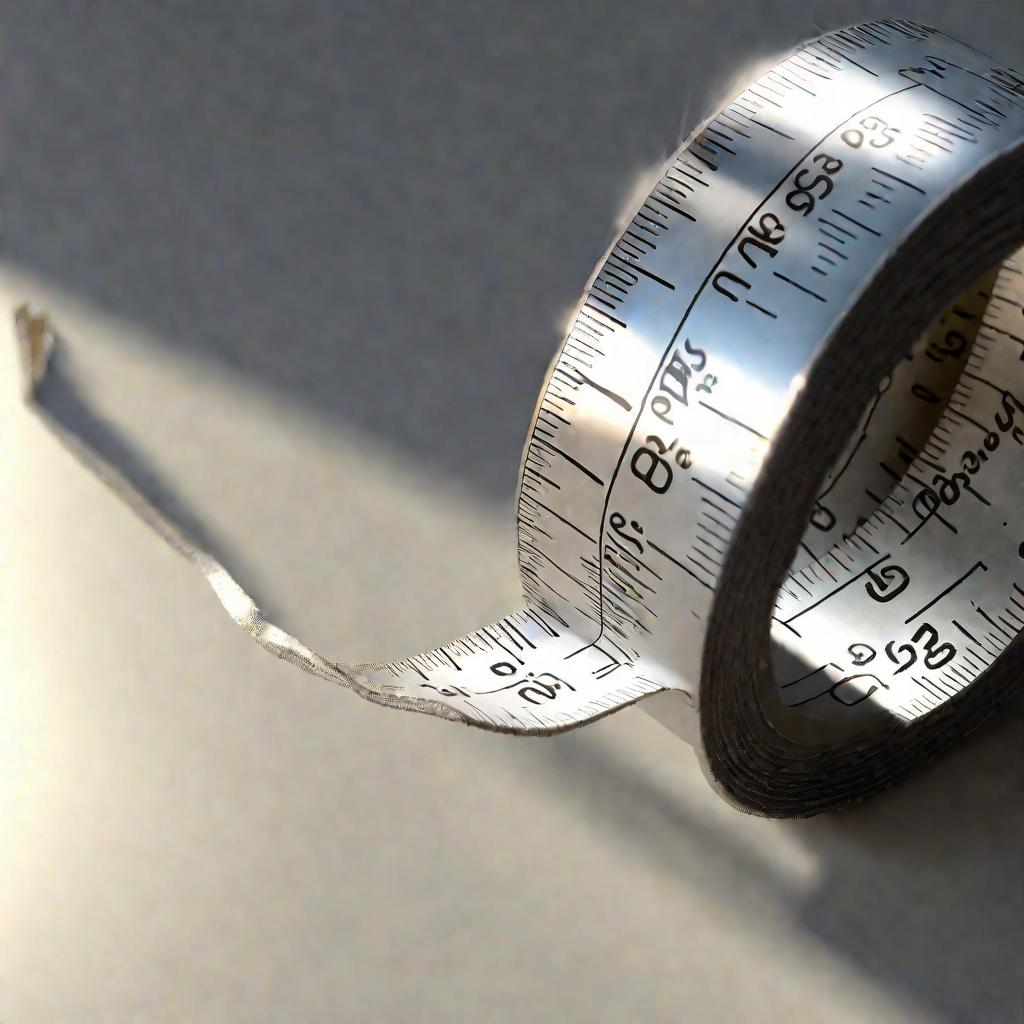 Измерение диаметра металлической трубы с помощью рулетки.