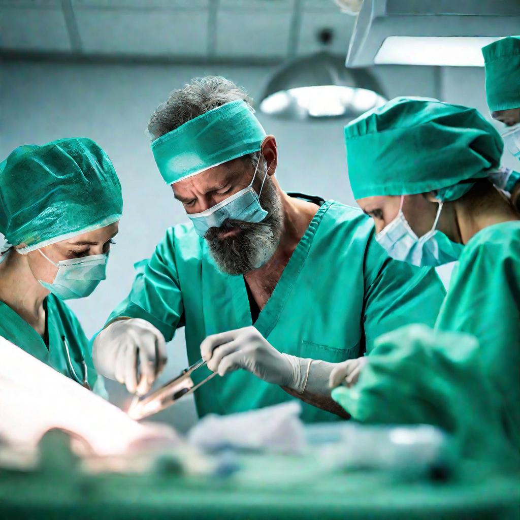 Хирург делает разрез для операции на сердце