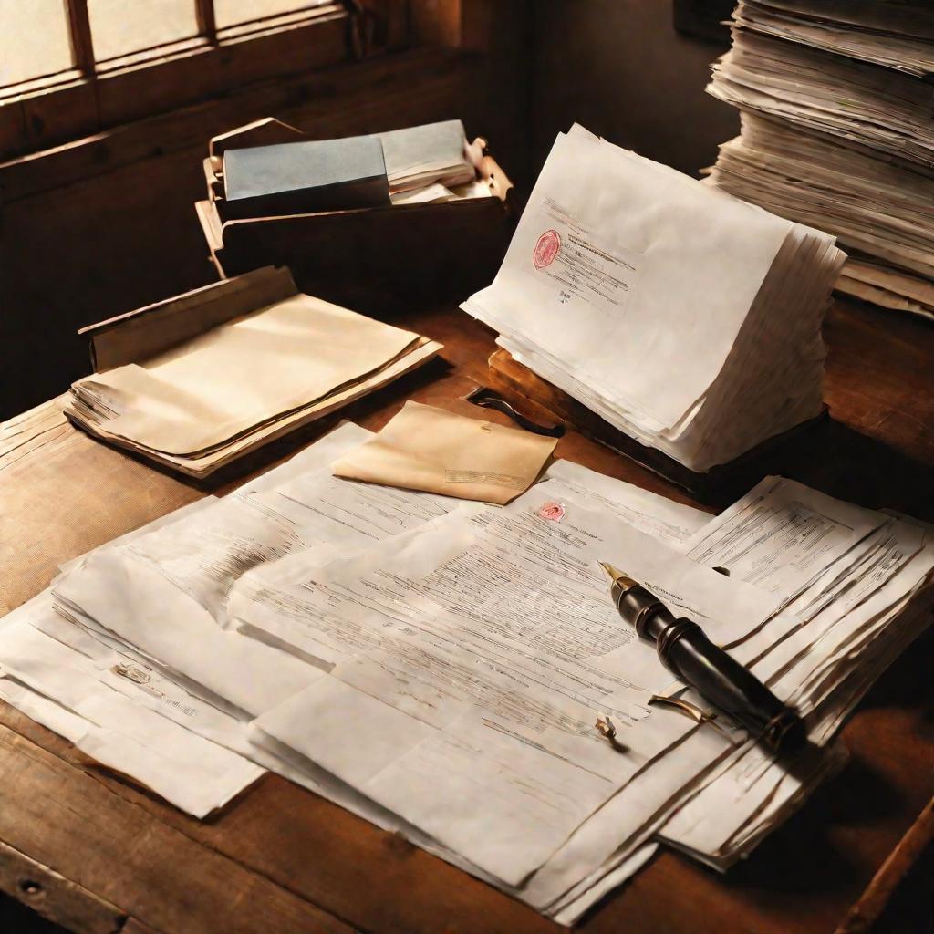 Папка с документами и печатью на рабочем столе