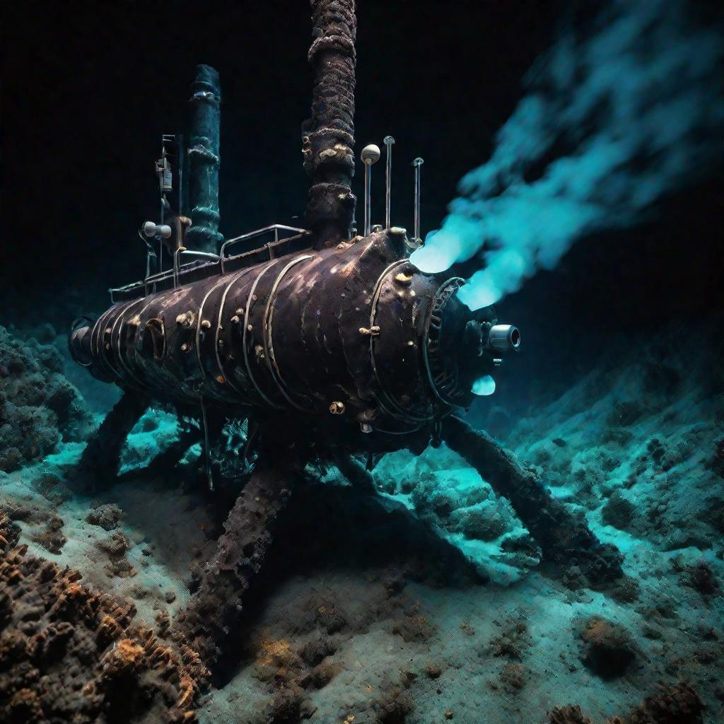 Подводный робот у гидротермального источника