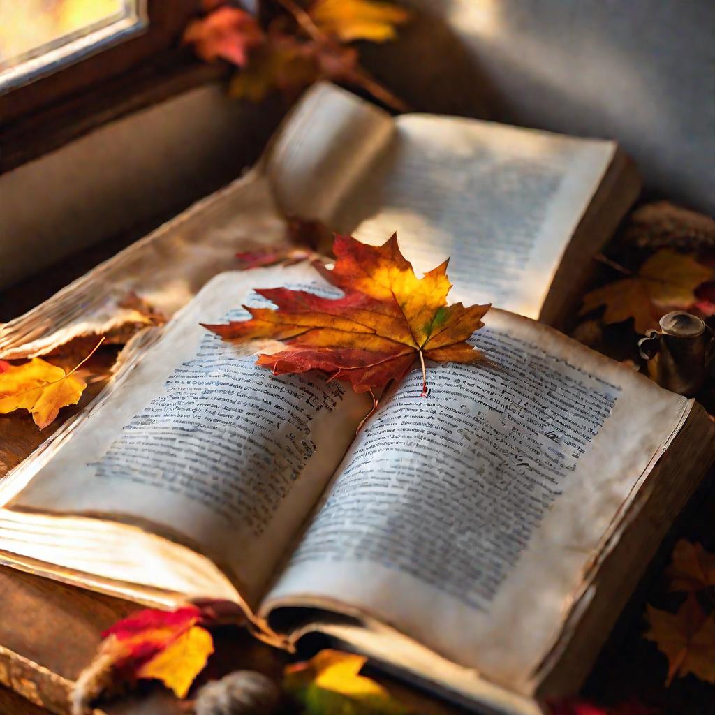 Книга с осенними листьями