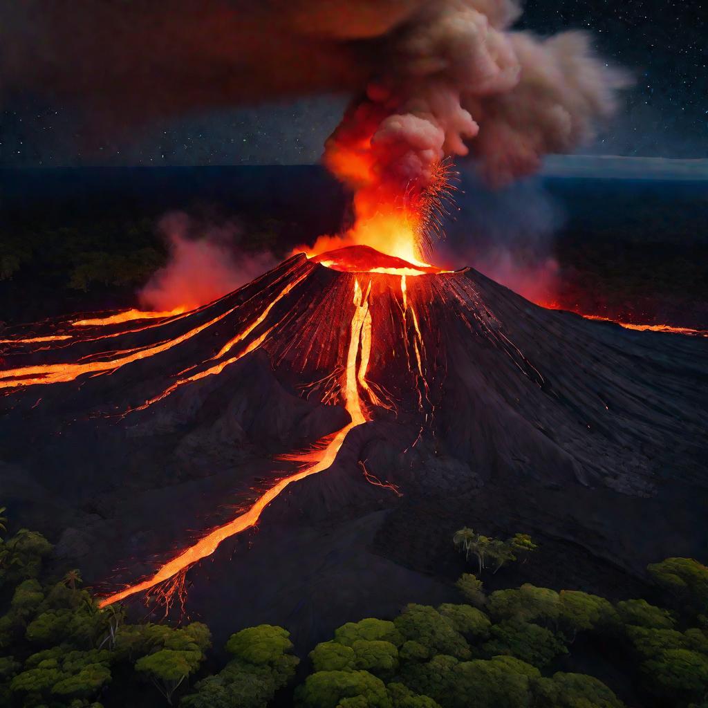 Извержение вулкана на острове Гавайи