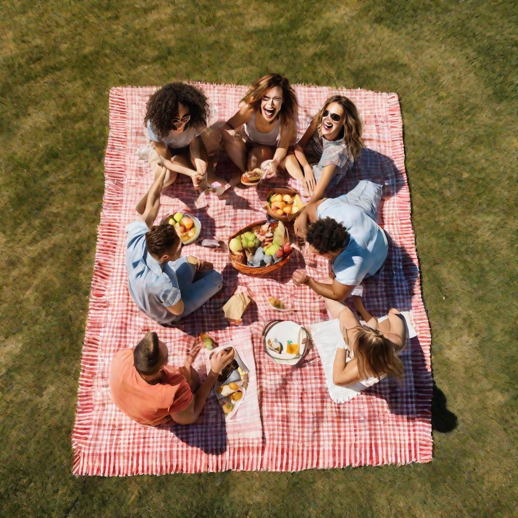 Веселая компания друзей на пикнике