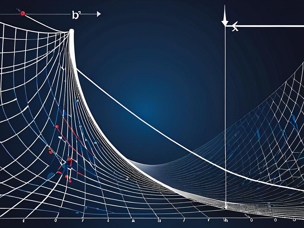 Диаграмма, показывающая асимптоты и вершины гиперболы