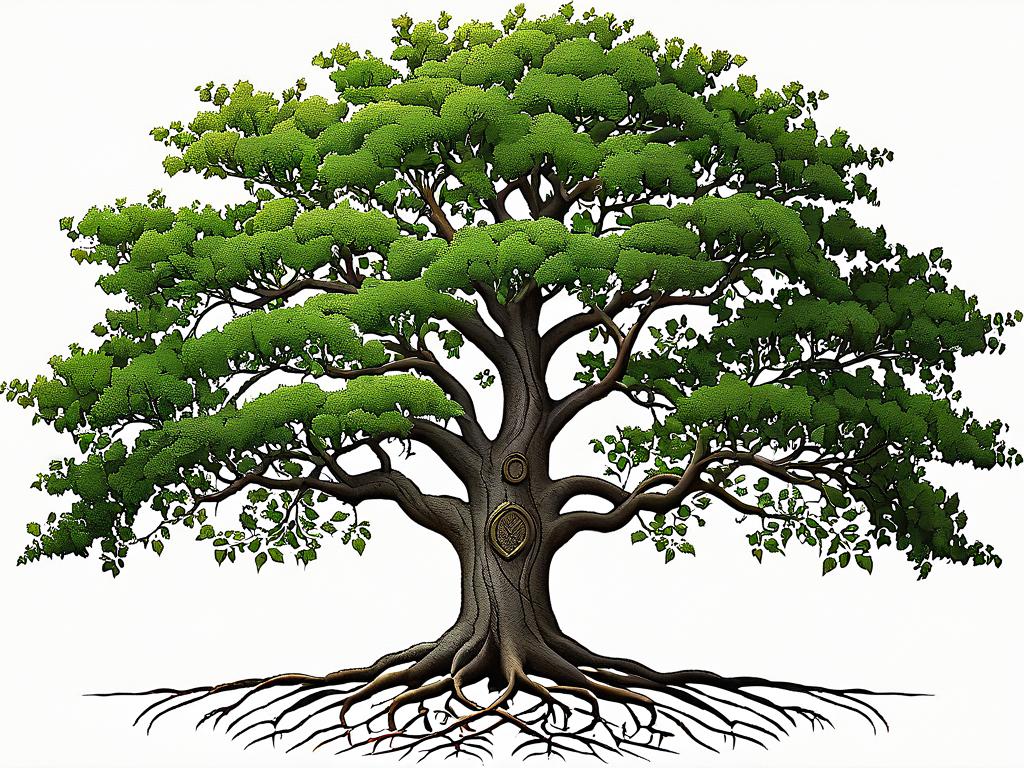 Генеалогическое древо с корнями и ветвями
