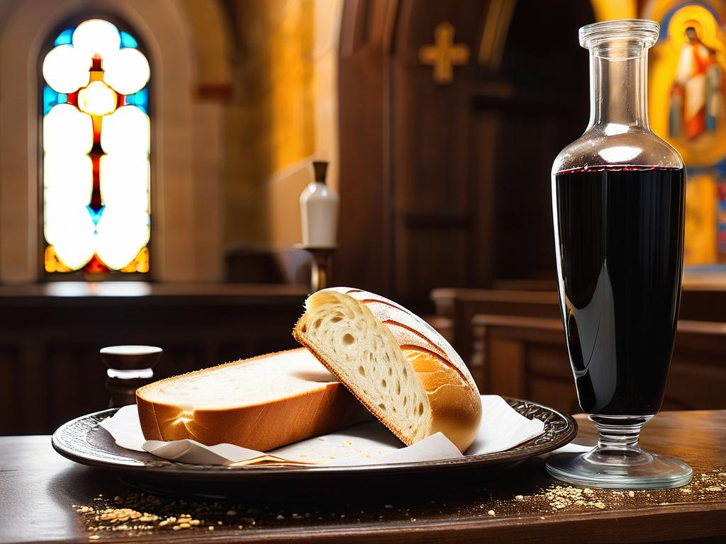 Просфоры и вино для причастия в православной церкви