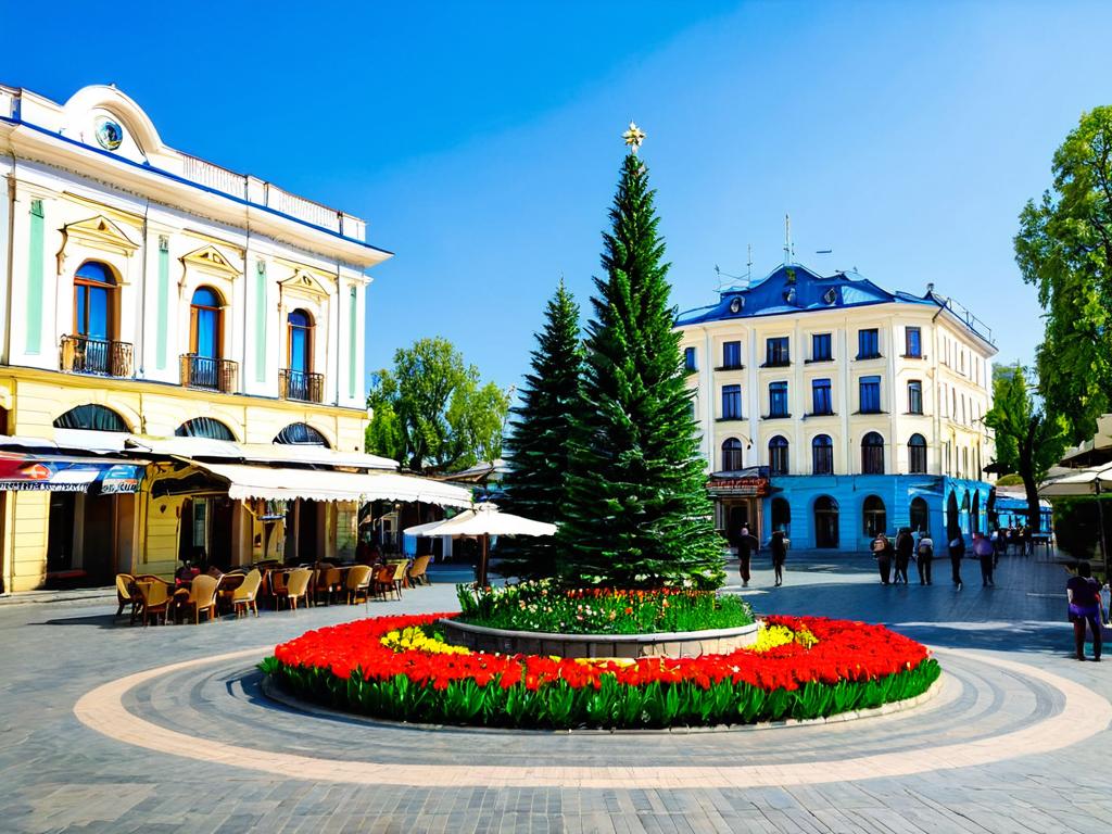 Площадь в Симферополе с отелями