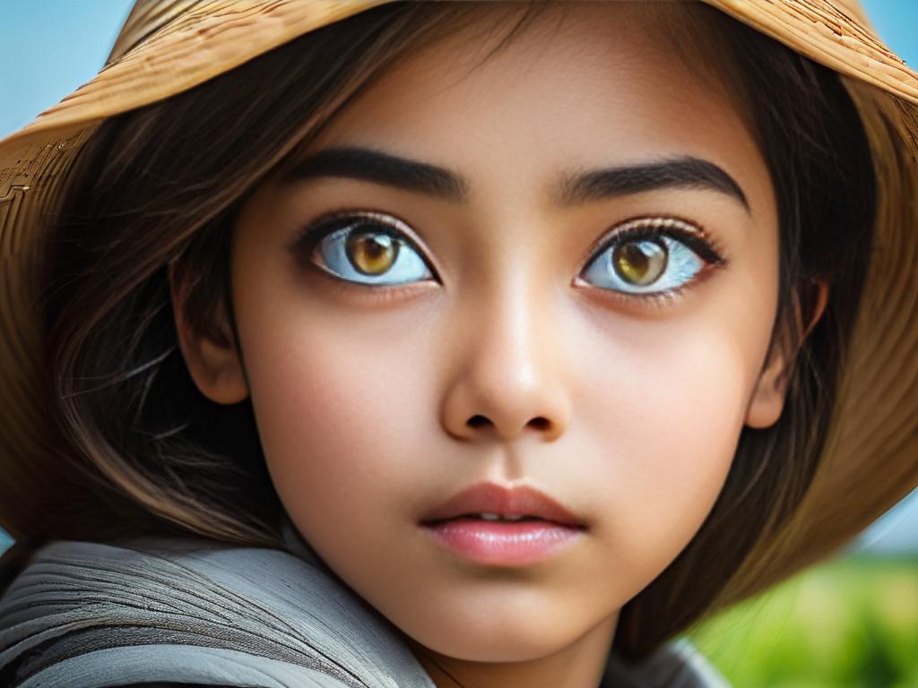 Девушка с характерными миндалевидными глазами
