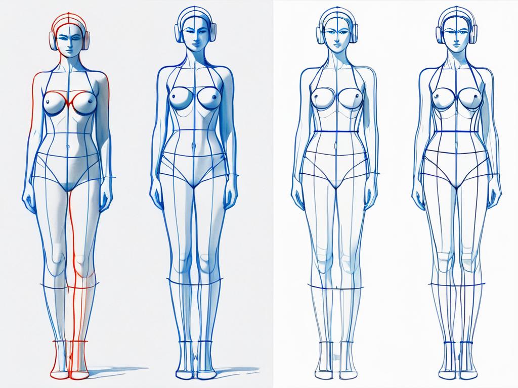 Базовая схема пропорций человеческой фигуры для рисования