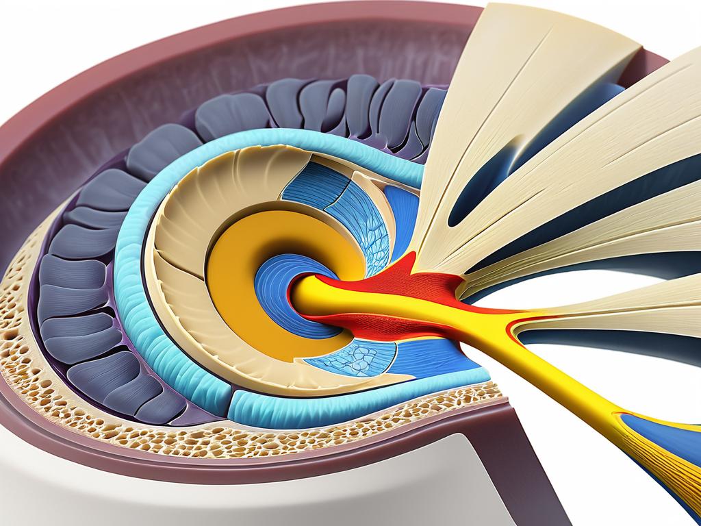 Схематическое изображение межпозвоночной грыжи, давящей на корешок спинномозгового нерва