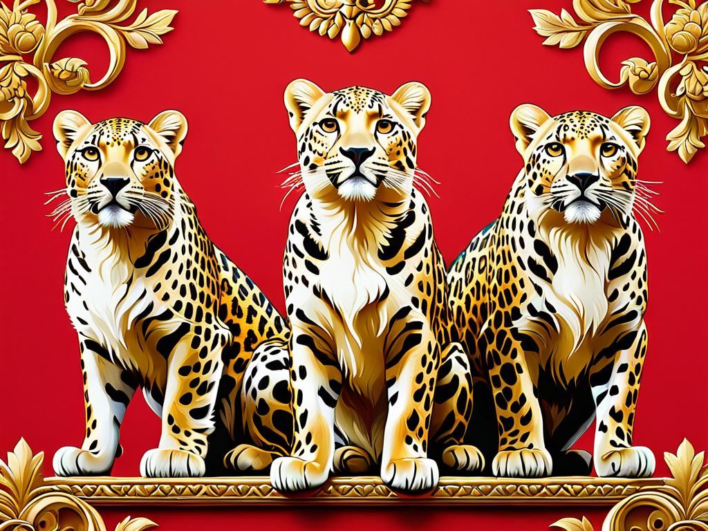 На фото изображены три золотых леопарда на красном фоне - геральдическая эмблема Англии.