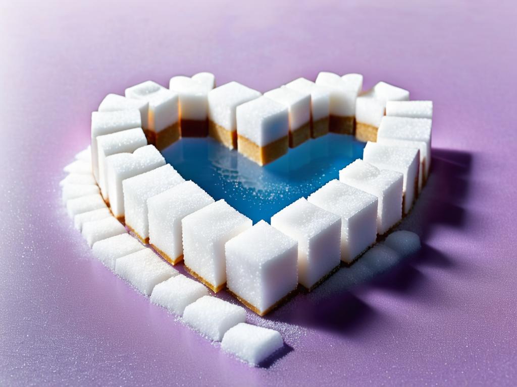 Сахарные кубики в форме сердца. Концепция сладких снов и отношений