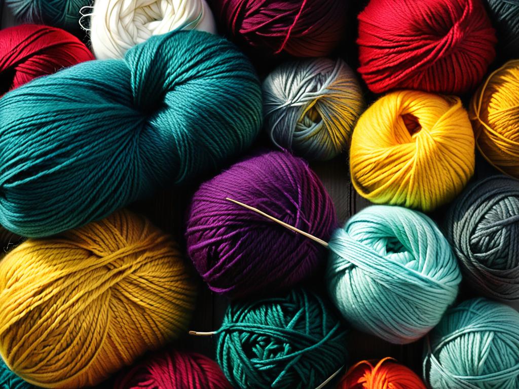 Пряжа разных цветов и толщин для вязания без спиц