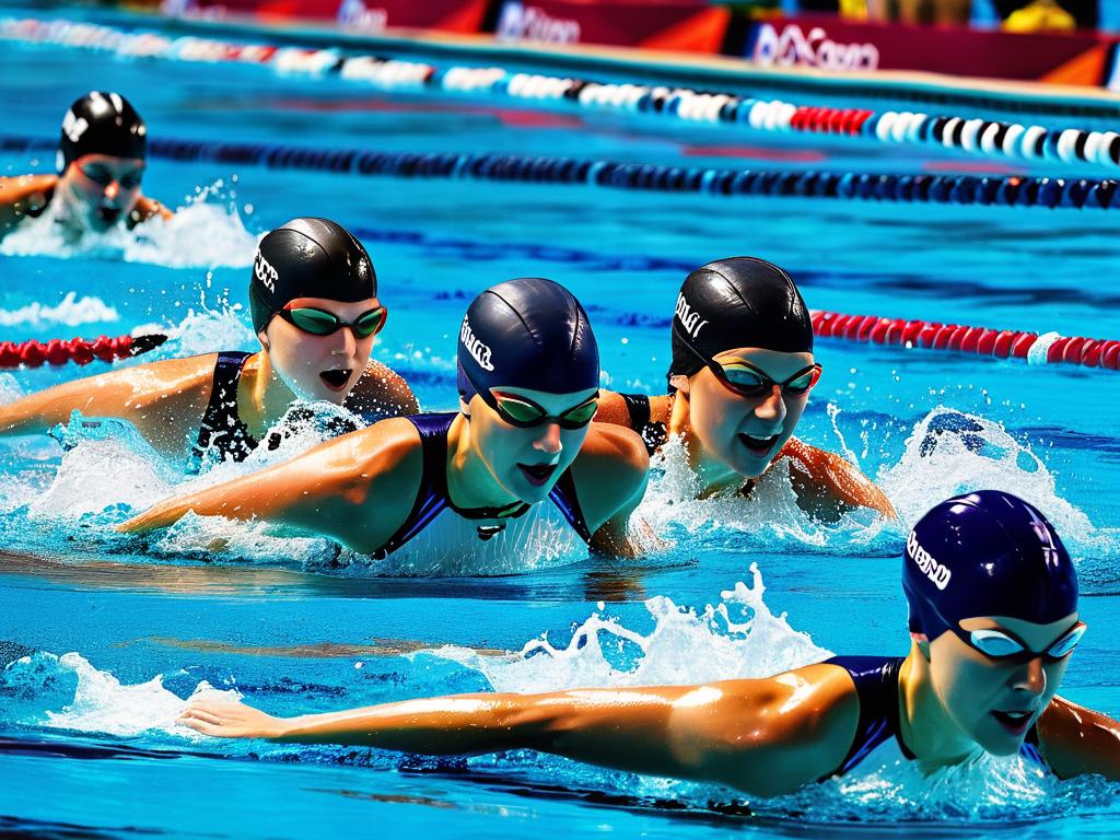 Пловцы, соревнующиеся в олимпийском заплыве по плаванию
