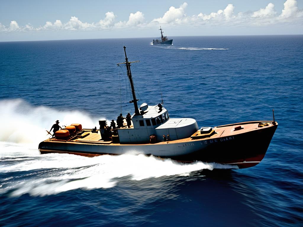 Катер Береговой охраны США преследует контрабандиста