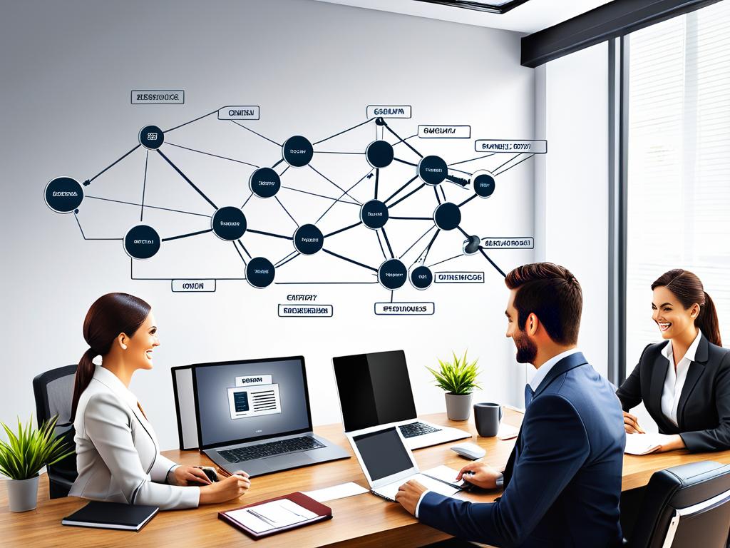 Схема, показывающая связи между бэк-офисом, фронт-офисом и клиентами