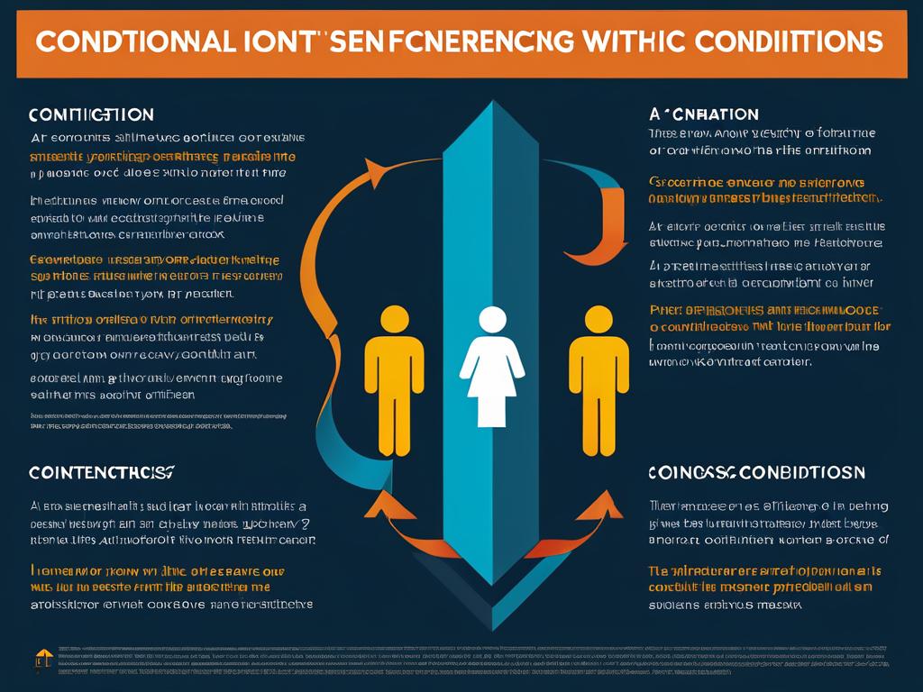 Инфографика, поясняющая, как работает условное осуждение с условиями и испытательным сроком