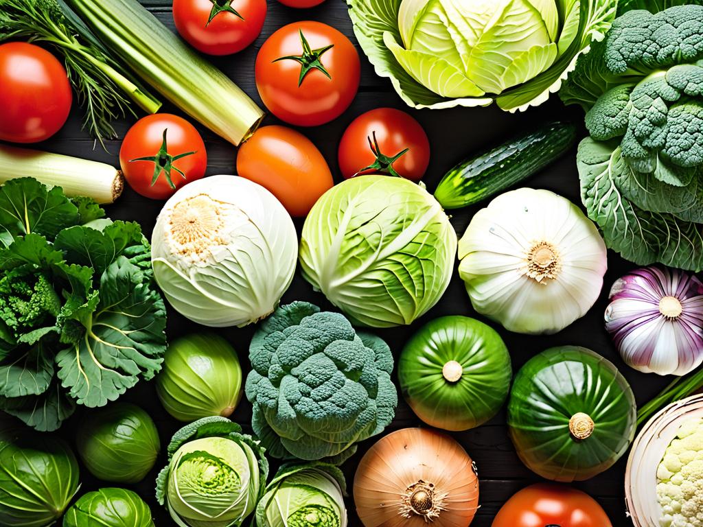 Фото разных сырых овощей 
