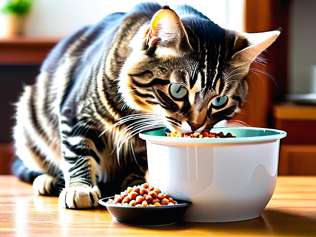 Фото кошки, поедающей корм Проплан