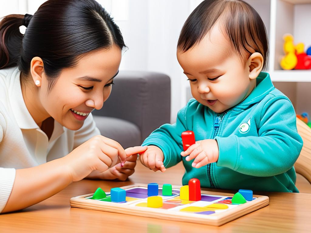 Родитель и младенец играют в пальчиковые игры, укрепляя связь.