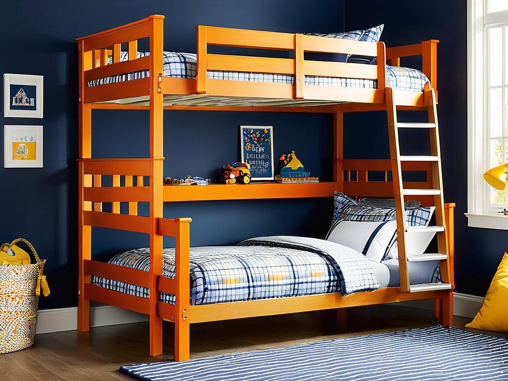 Классическая двухъярусная кровать для детей с лестницей