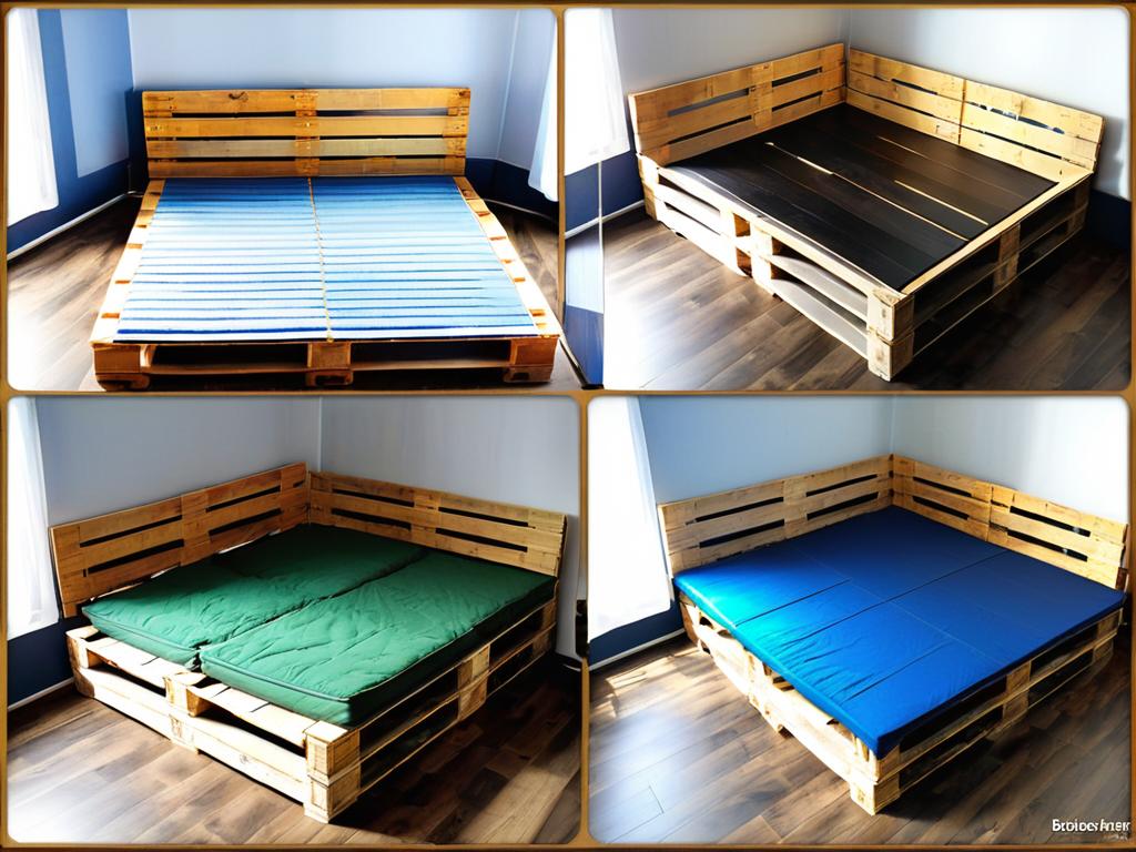 Пошаговые фото, демонстрирующие процесс сборки кровати из поддонов