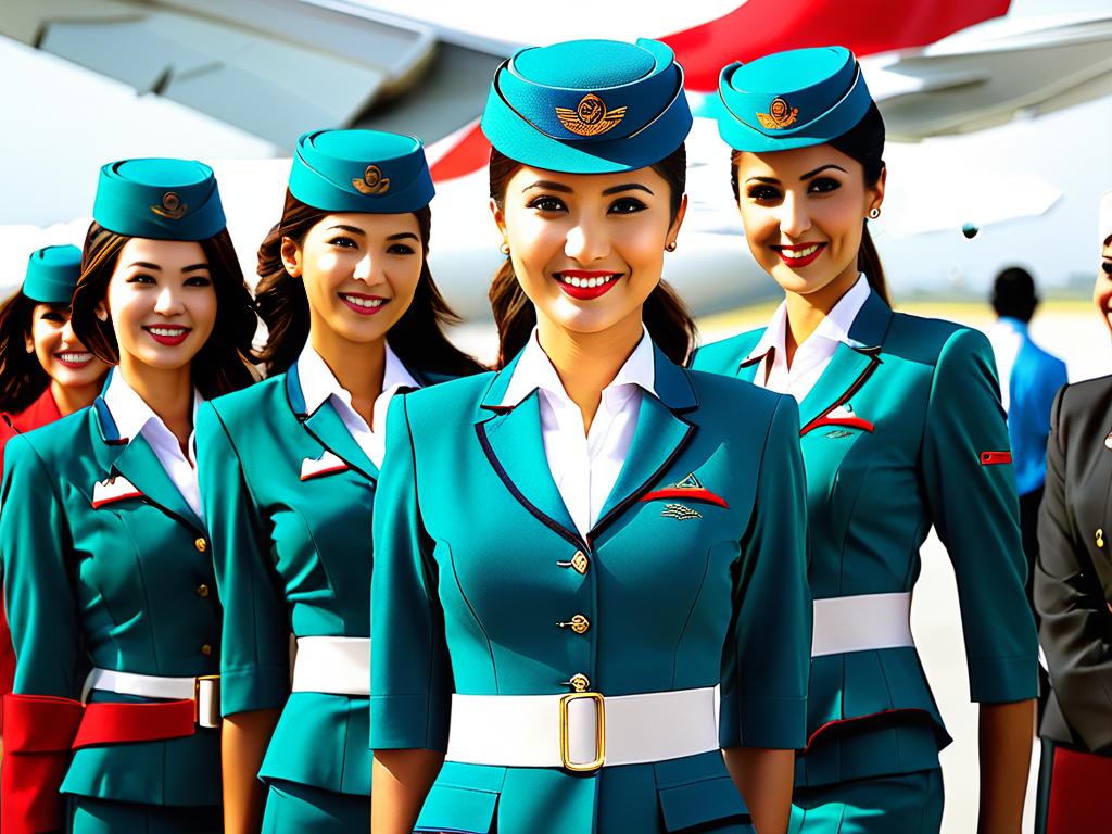 Фотография, на которой показаны требования авиакомпании Эмираты к форме стюардесс: длина платья,