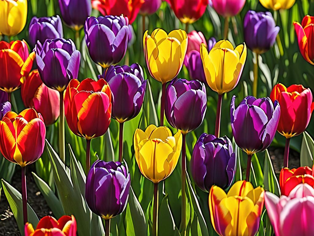 Яркие тюльпаны разных цветов
