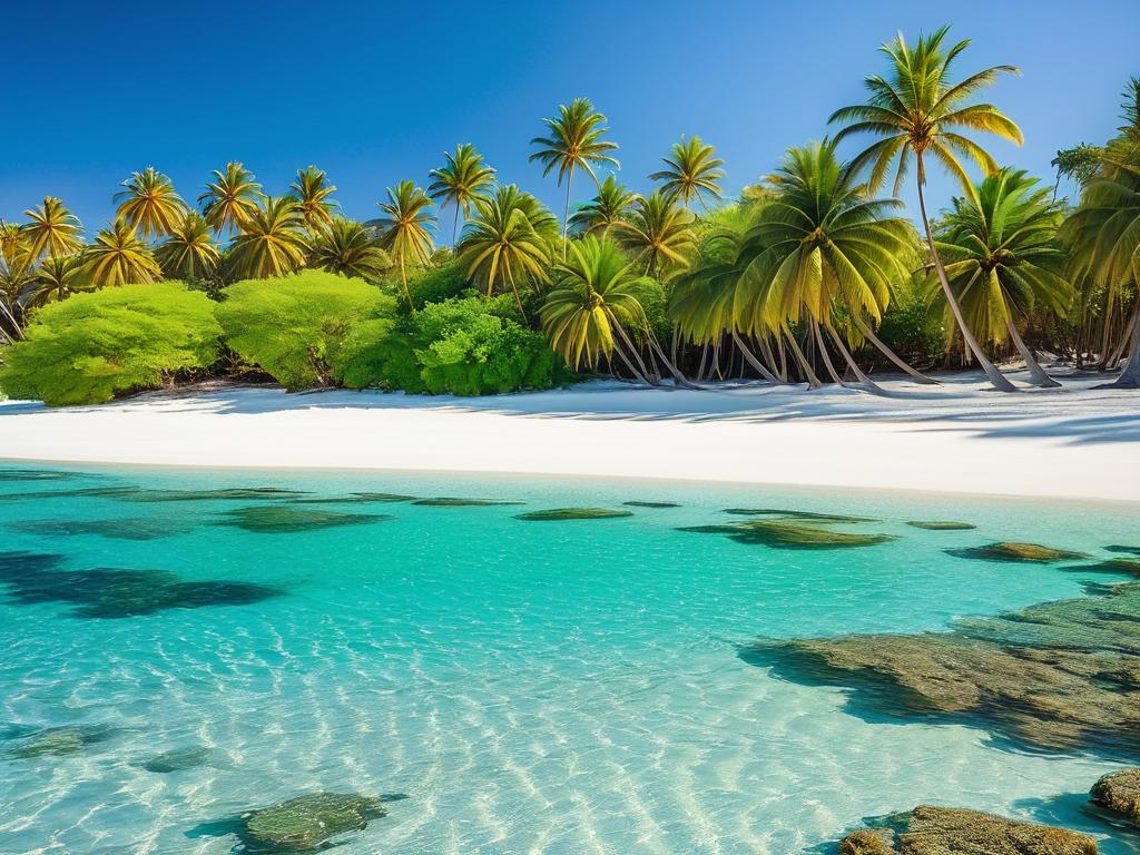 Красивый пляж Ицамия на острове Мохели с белым песком и пальмами, идеальное тропическое место