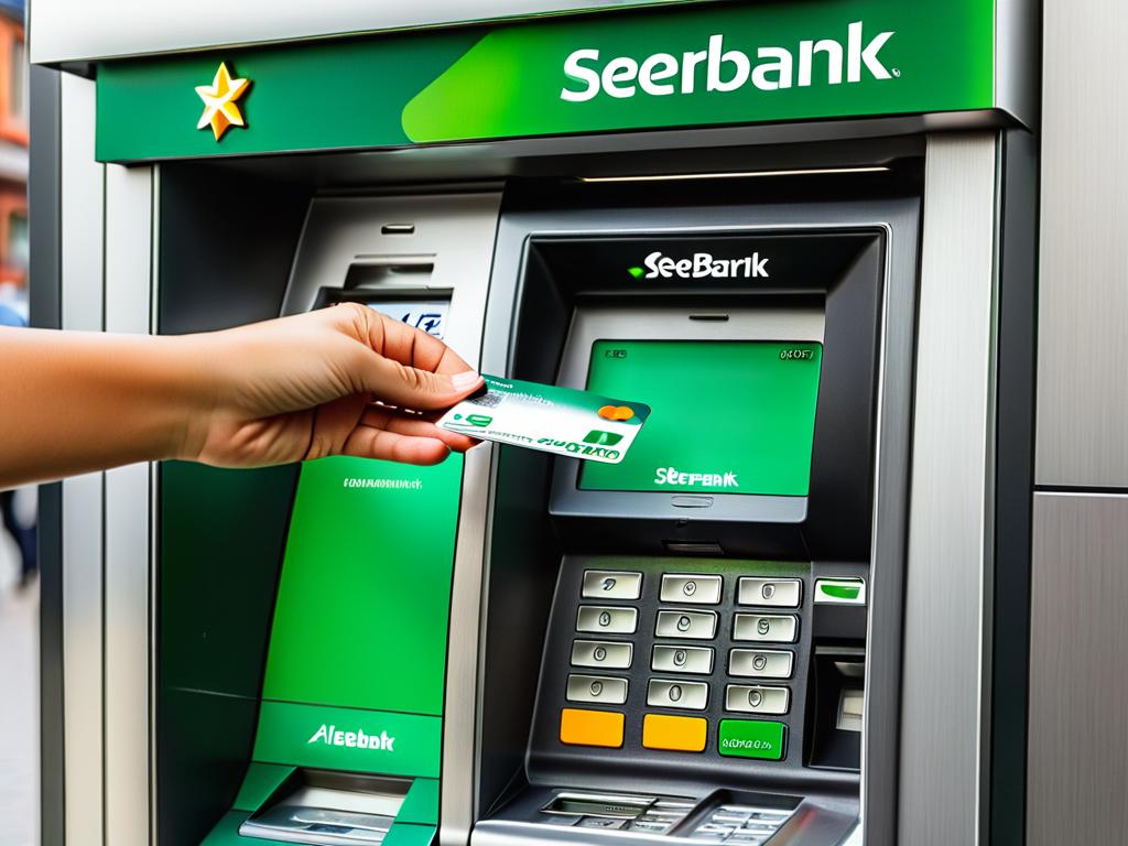 Процесс активации дебетовой карты Сбербанка в банкомате путем первого ввода PIN-кода